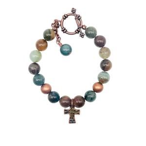 NEW JEWELIT women's agate copper bracelet in green